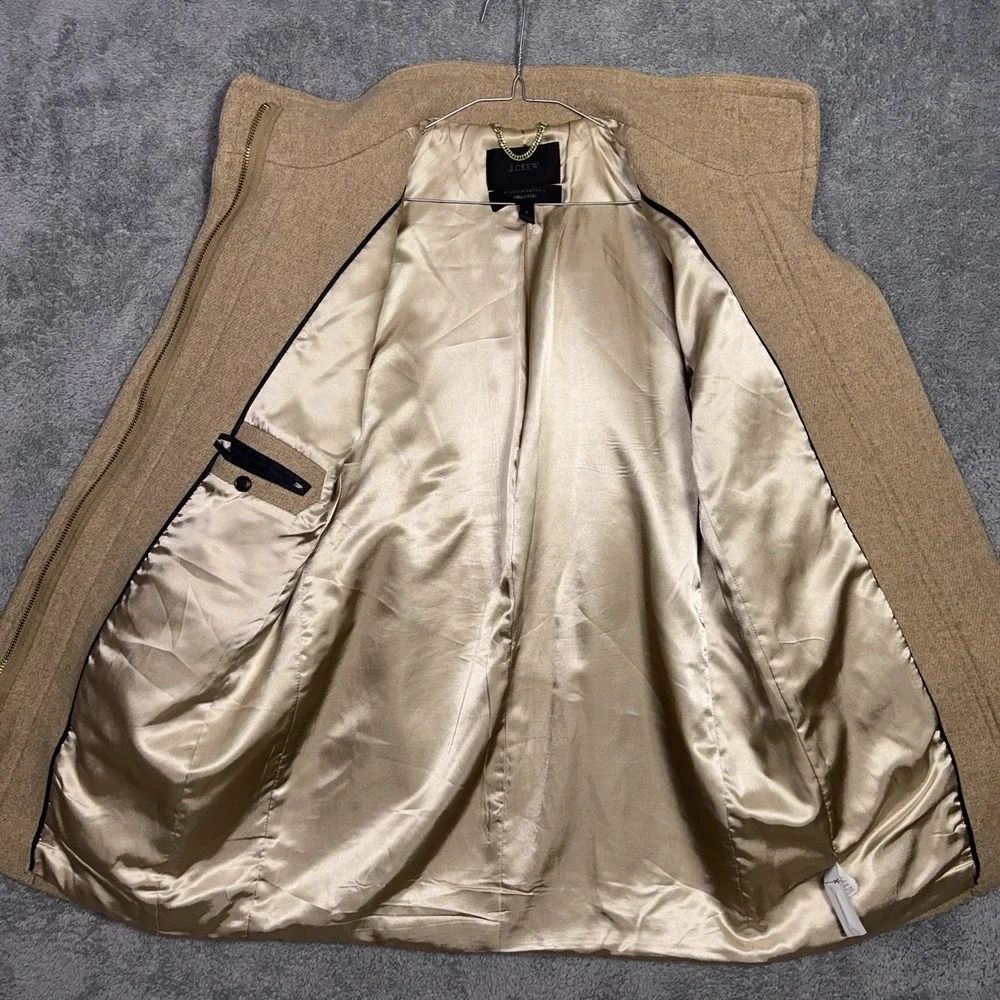 J Crew Stadium Cloth Coat Women 8 Cocoon Italian Nello Gori Wool Pea Camel Brown - Picture 8 of 11